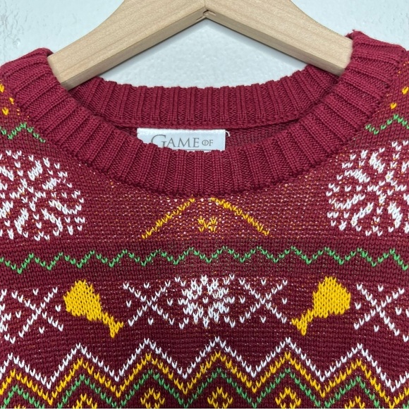 Game of Thrones Men Sweater Medium Burgundy Drink Christmas Holiday Grandpa - Picture 2 of 9